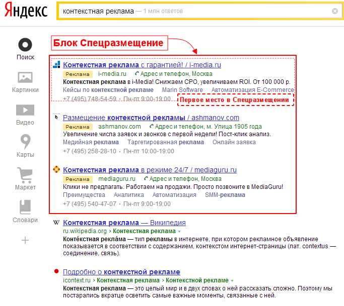 Цель спецразмещения в «Яндекс Директ»